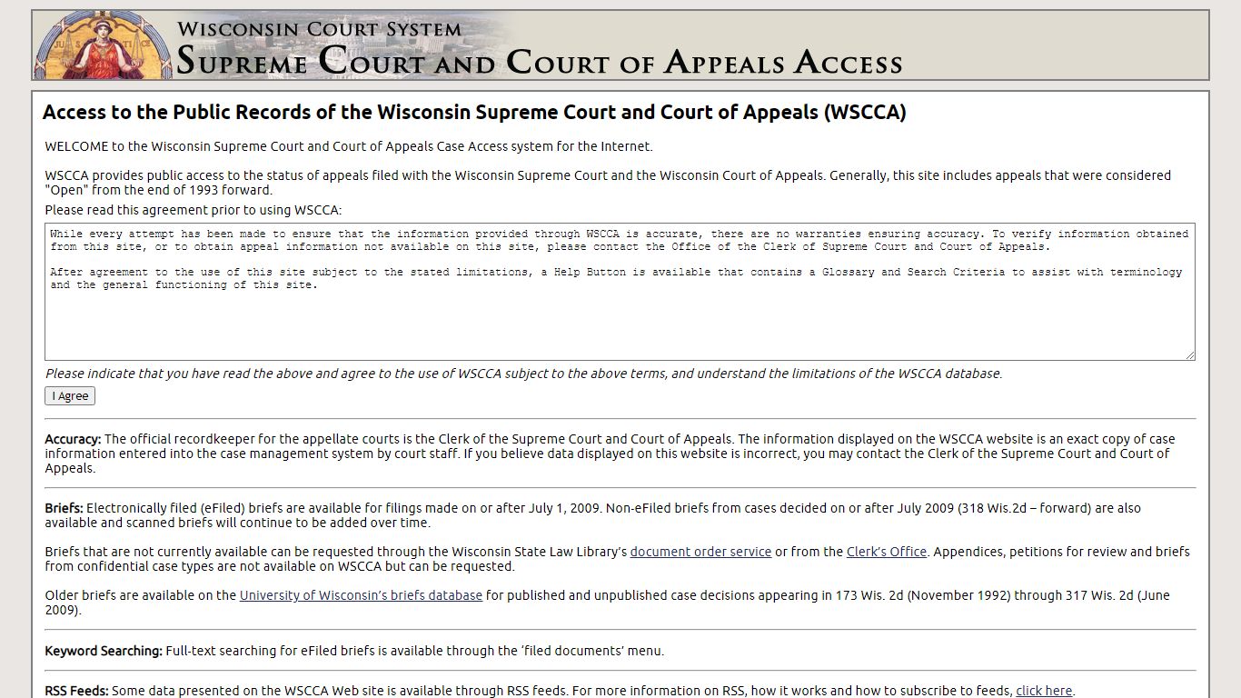 Wisconsin Supreme Court and Court of Appeals Case Access